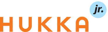 Logo: HukkaJuniori, lasten ja nuorten liikunta, Liikuntakeskus Hukka, Oulu