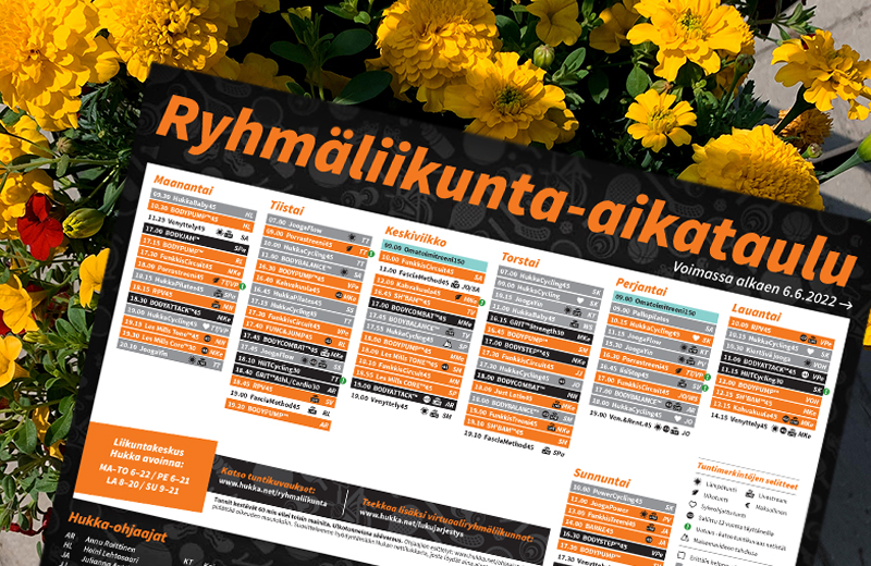 Päivitetty ryhmäliikunta-aikataulu käynnistyy 6.6.