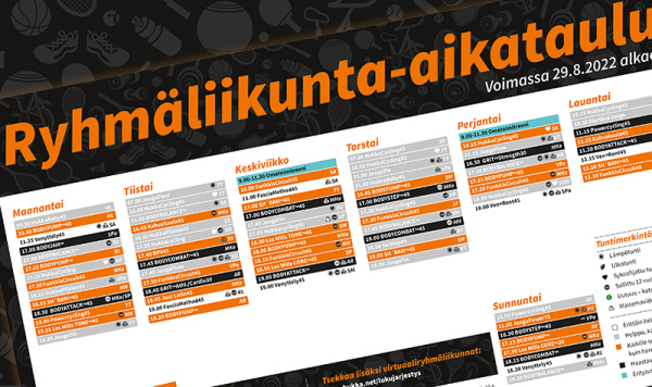 Päivitetty ryhmäliikunta-aikataulu käynnistyy!